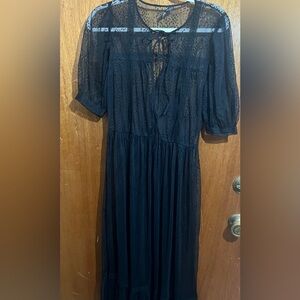 Zara mesh maxi dress goth dark romantic Wednesday
